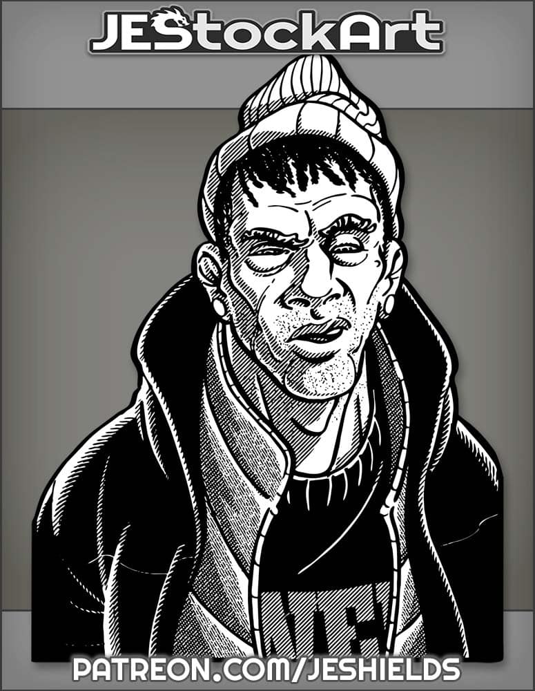 Street Thug With Cauliflower Ears and Beanie by Jeshields