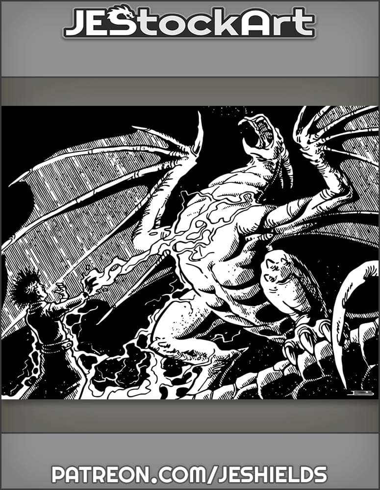 Mage Blasts Wyvern with Electric Bolt by Jeshields