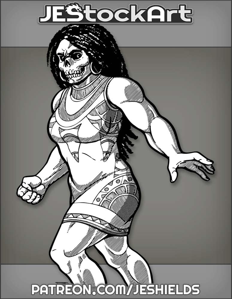 African American Woman with Skull Face by Jeshields