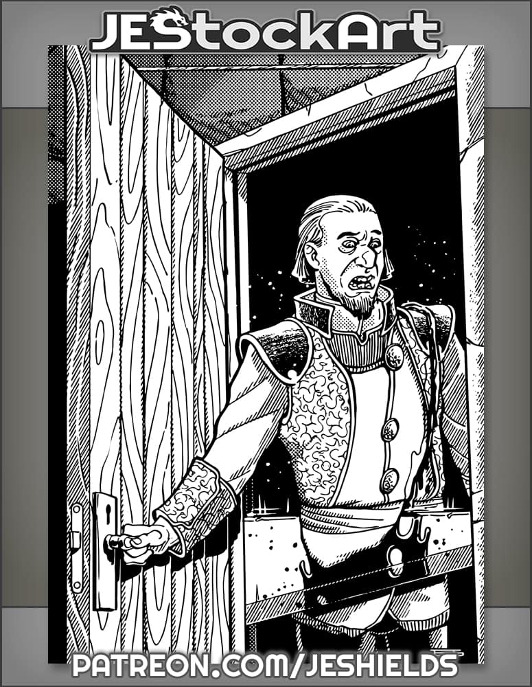 Guillotine Blade Severs Noble in Door Frame by Jeshields