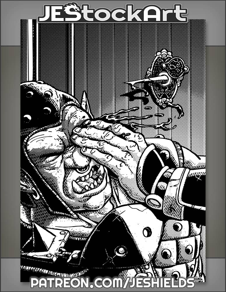 Half Orc Stabbed by Peep Hole Trap by Jeshields