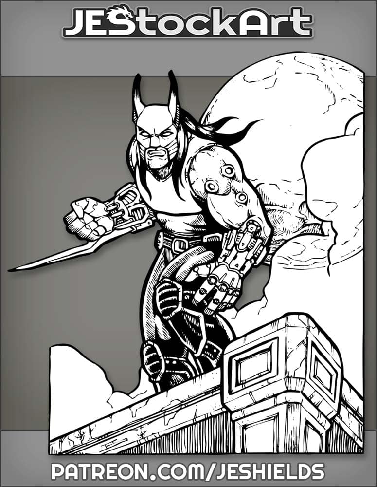 Cybernetic Feline Metahuman on Rooftop by Jeshields