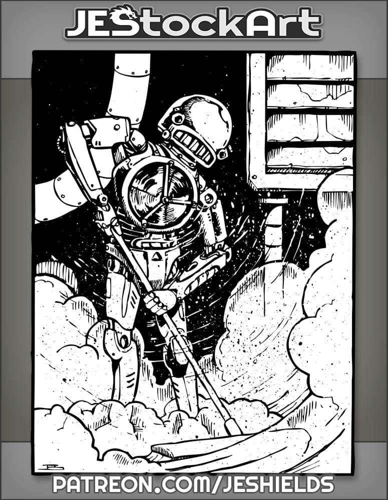 Fan Service Droid Sweeps in Windy Dust by Jeshields