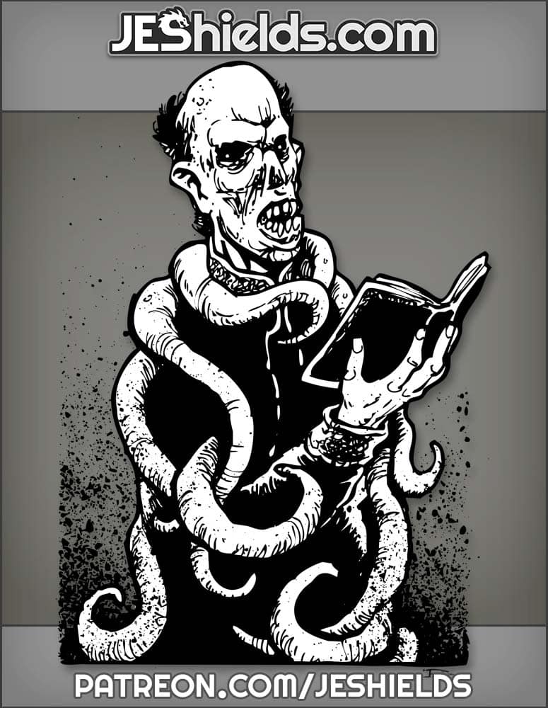 Cult Zombie Lich Priest with Tome and Tentacles by Jeshields