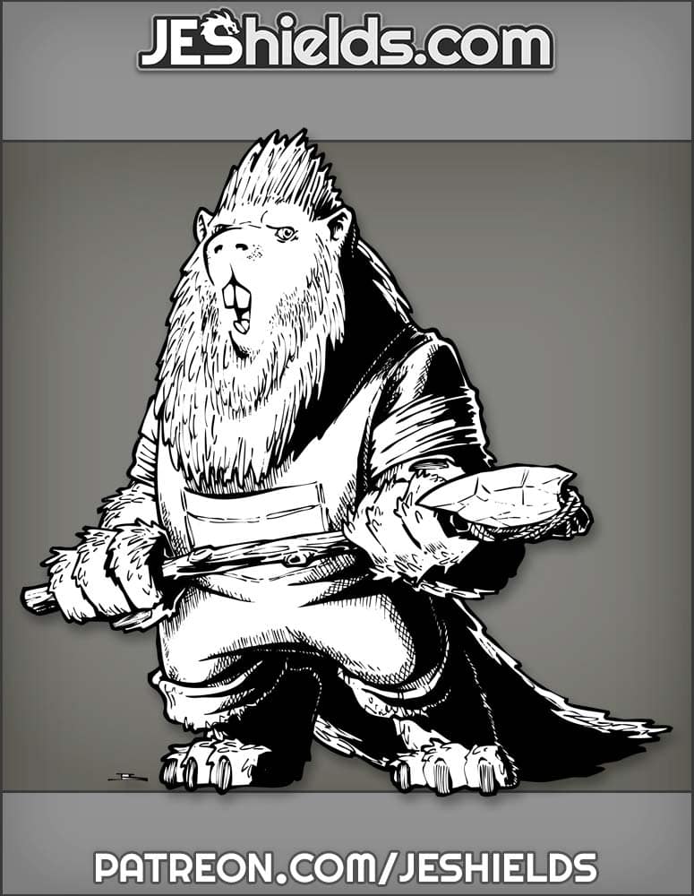 Mutant Humanoid Porcupine Rodent with Ax by Jeshields