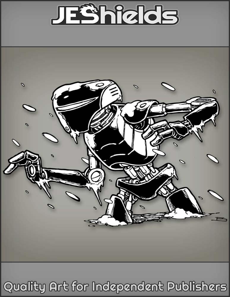 Dark Droid Walking thru Blizzard Snow by Jeshields