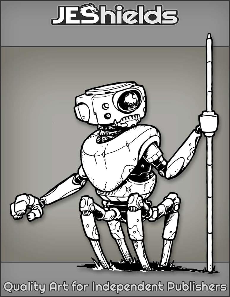 Dirty Quadriped Droid with Staff by Jeshields