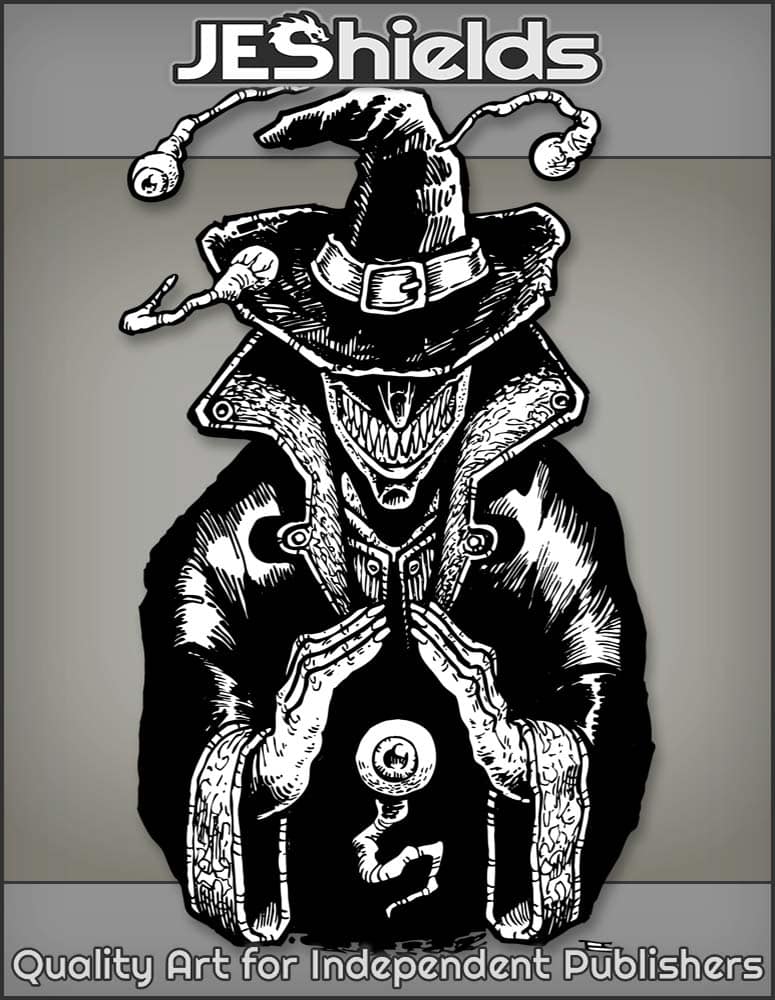 Eyeball Warlock Witch with Wicked Grin by Jeshields