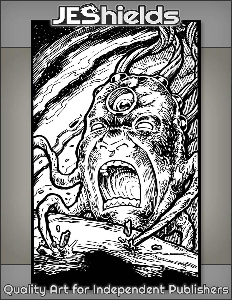 Galactic Head with Tendrils Destroys Planet by Jeshields