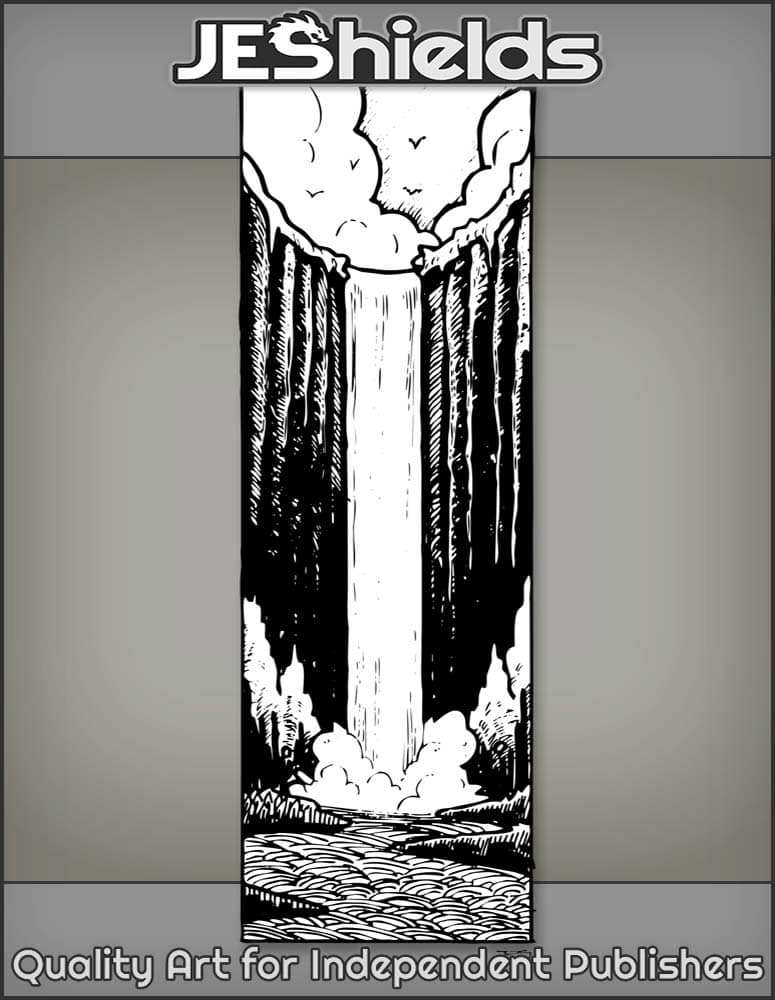 Simple Waterfall Over Cliffs Under Clouds by Jeshields