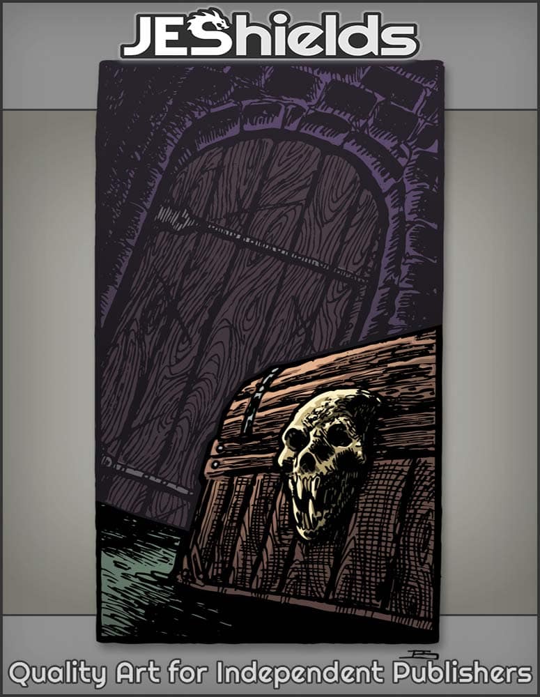 Treasure Chest with Skull Lock by Dungeon Door by Jeshields and Ben Soto 1