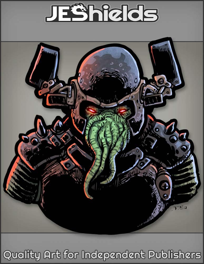 Galactic Cthulhu Alien in Helmet and Armor by Jeshields and Ben Soto