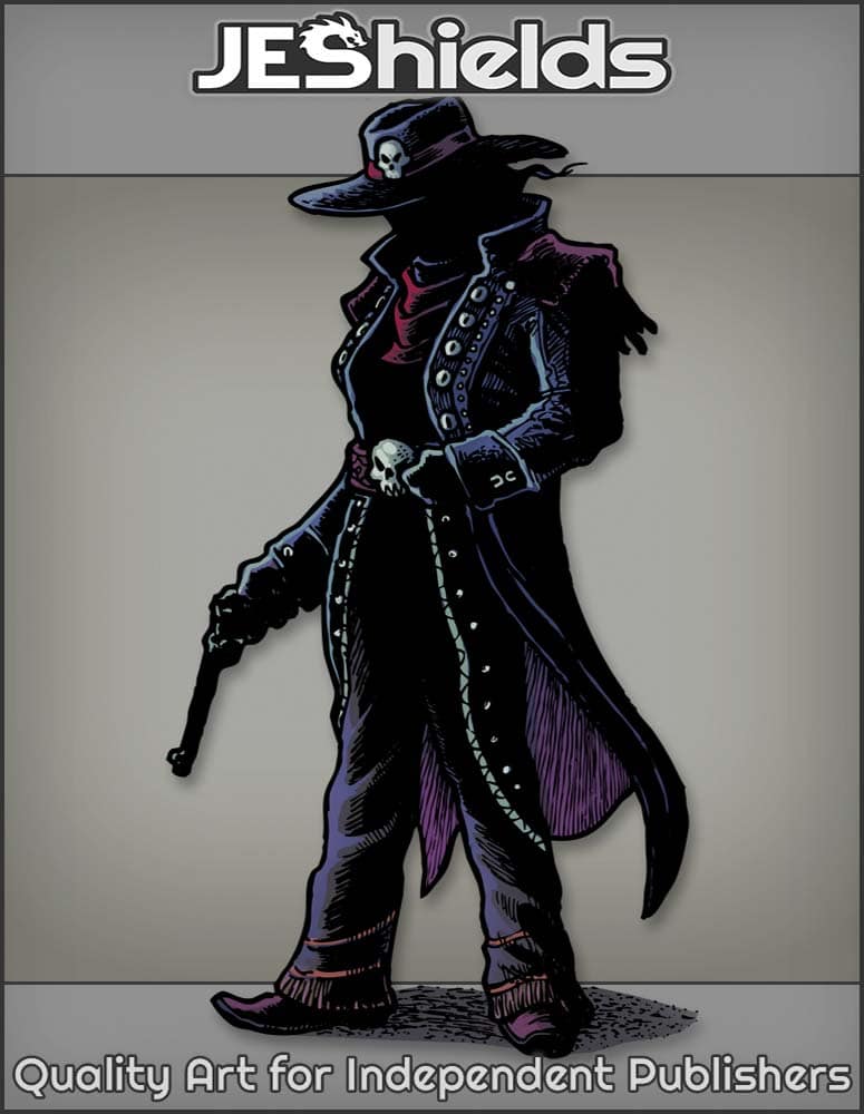 Mysterious Gun Fighter with Skulls in Shadow by Jeshields and Ben Soto