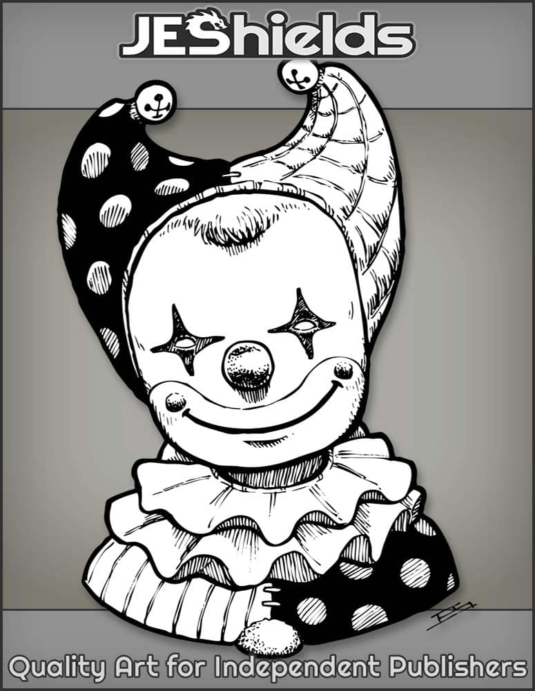 Friendly Clown Face with Starry Eyes and Bells by Jeshields