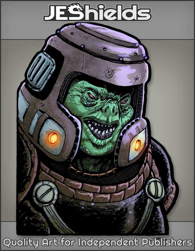 Helmed Alien Juggernaut Warrior Man without Nose by Jeshields and Ben Soto