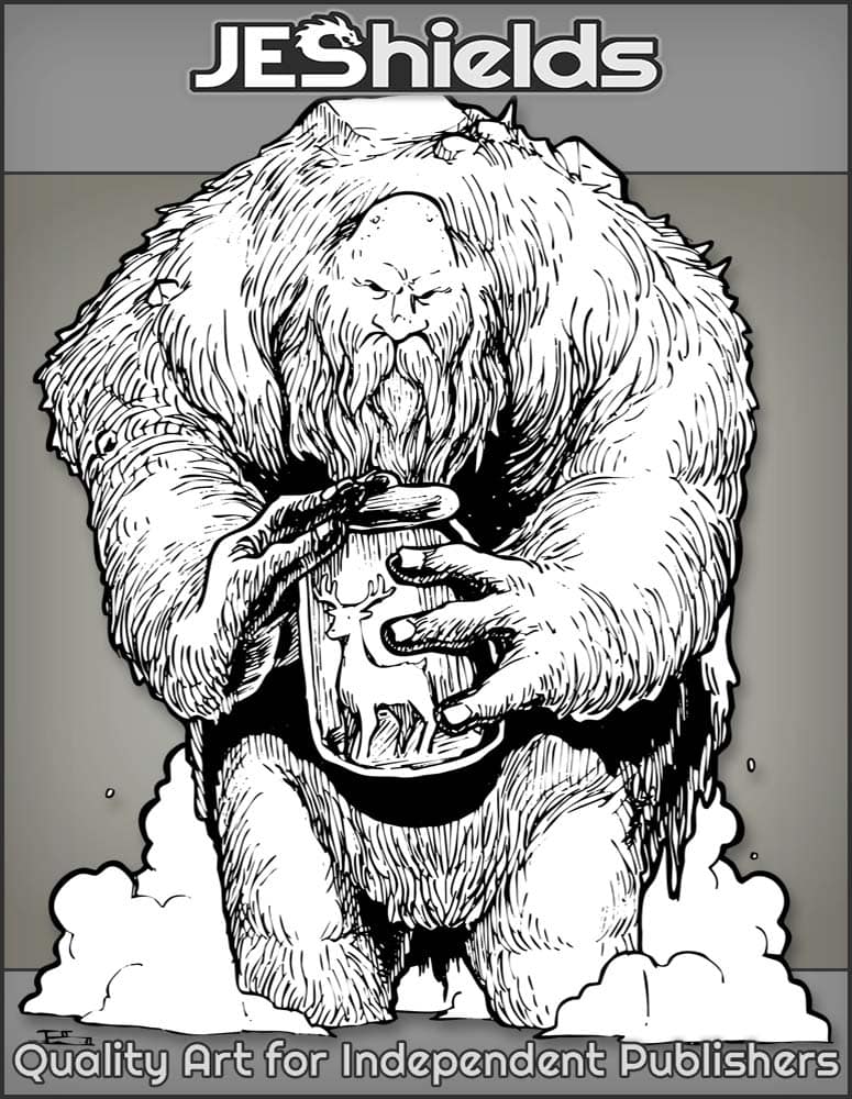 Large Troll with Deer in Glass Jar by Jeshields