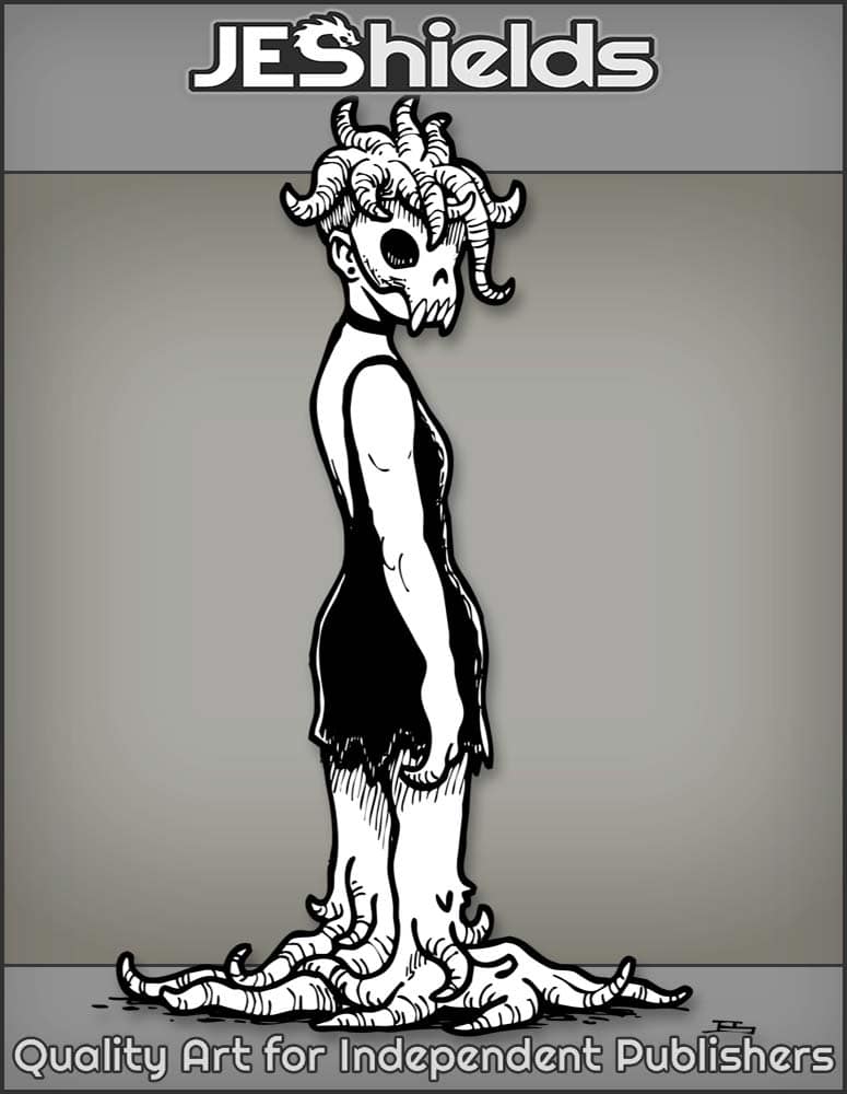 Girl with Skull Mask and Tendrils by Jeshields