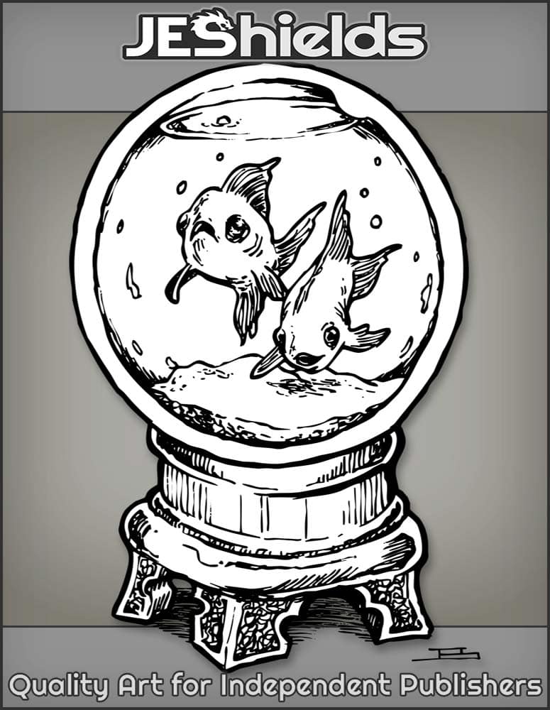 Two Goldfish in Fancy Snowglobe Bowl by Jeshields