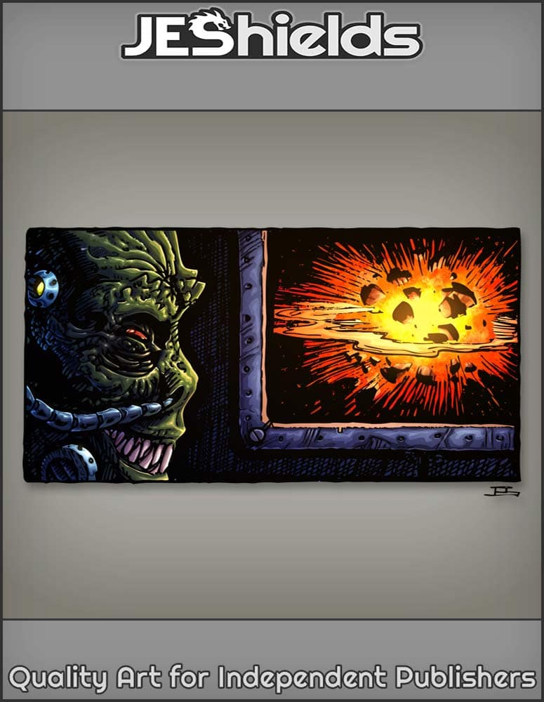 Wicked Cybernetic Alien watches Planet Explode by Jeshields and Juan Gutierrez