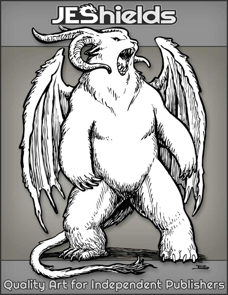 Furry Winged Beast with Horns and Tail by Jeshields