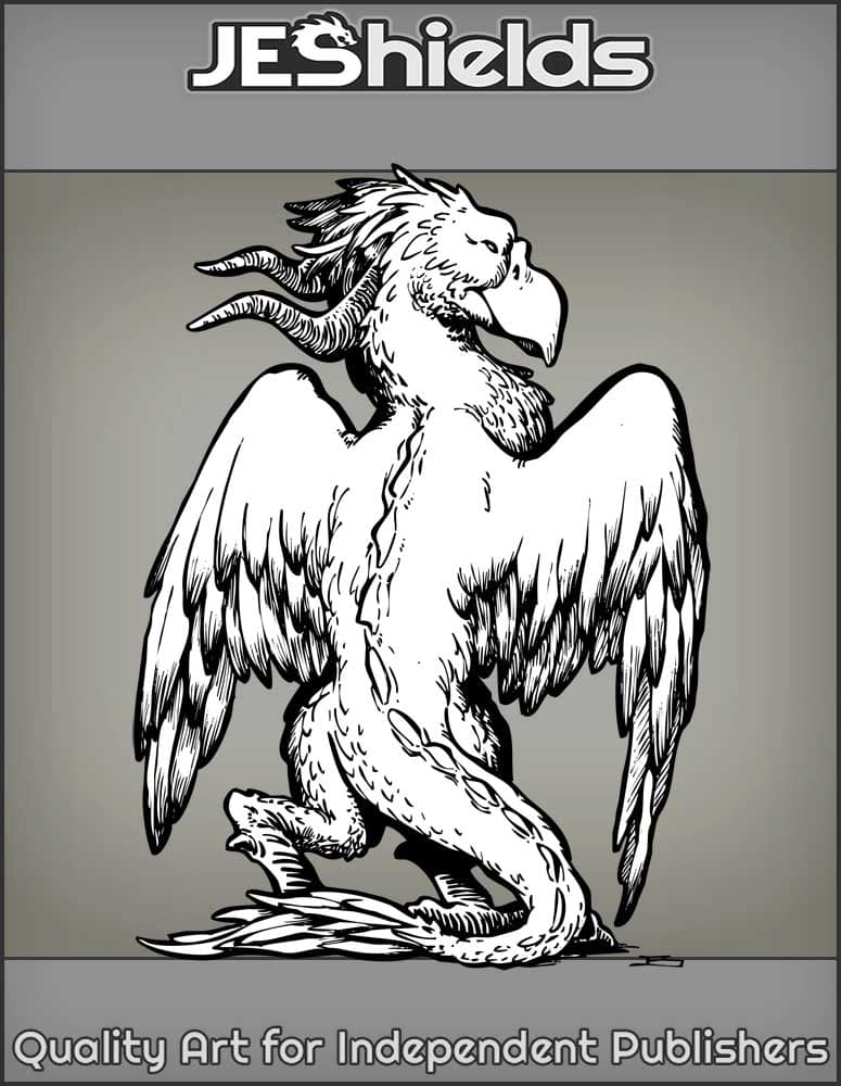 Spiked Dragon Bird with Horns by Jeshields