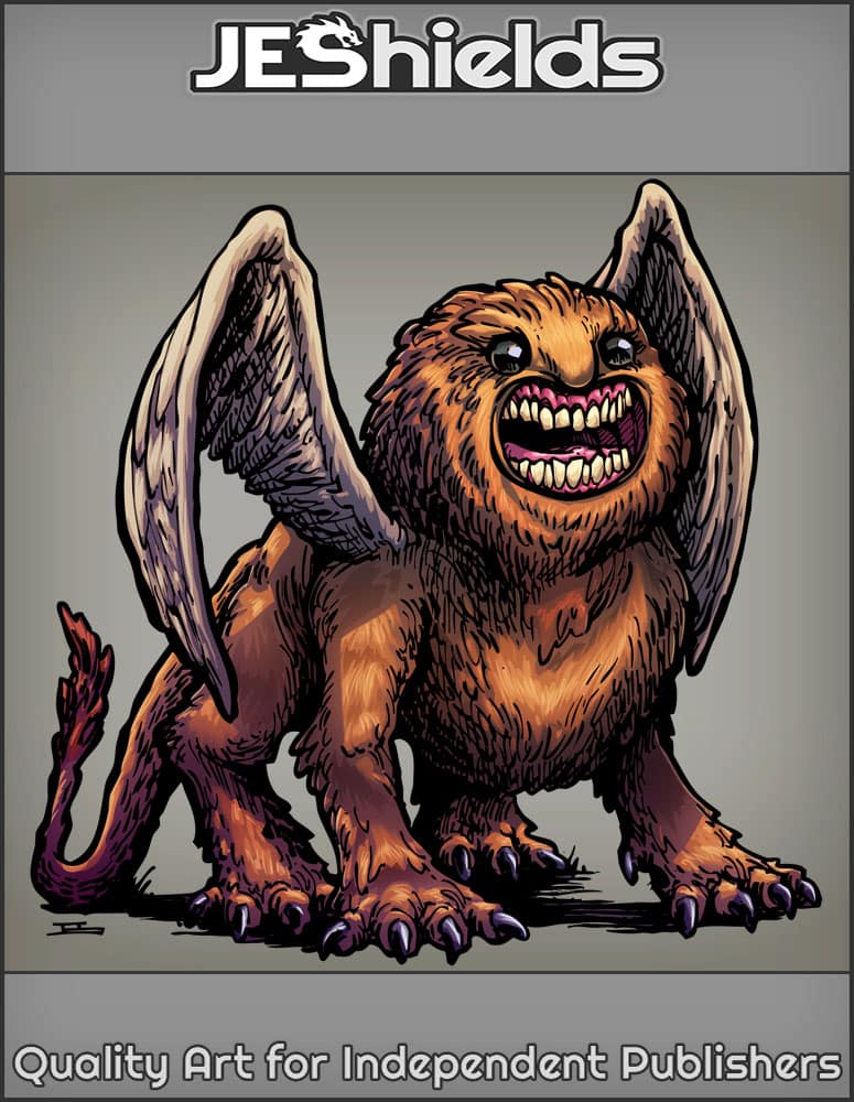 Furry Winged Lion with Humanoid Face by Jeshields and Juan Gutierrez