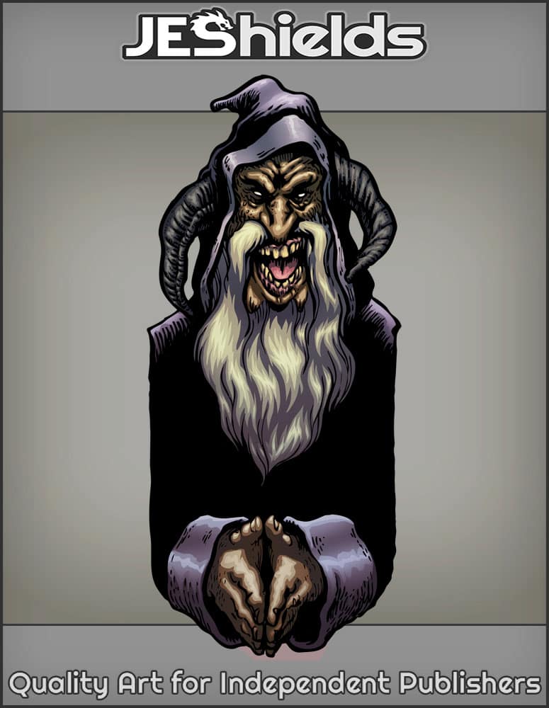 Scheming Wizard with Robe and Horned Hat by Jeshields and Juan Gutierrez