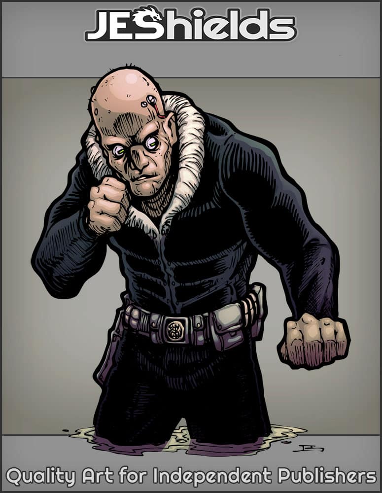 Intent Cyborg Fighter in Water by Jeshields and Juan Gutierrez