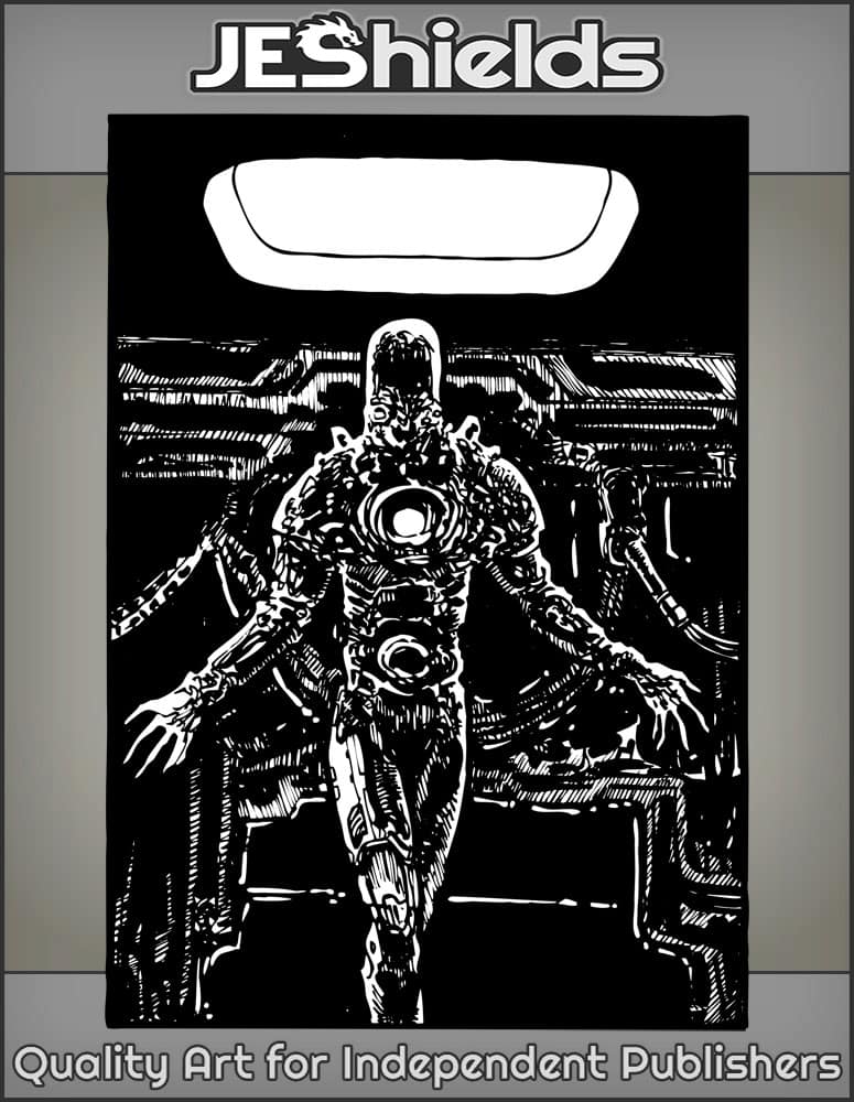 Android with Glass Dome Under Light Fixture by Jeshields