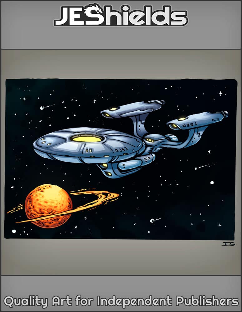 Massive Starship Traveling through Space by Jeshields and Juan Gutierrez