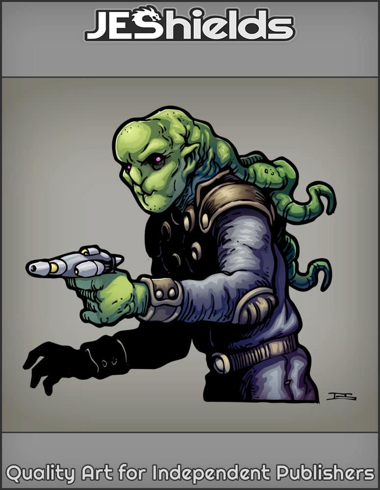 Tentacled Alien in Padded Uniform with Gun by Jeshields and Juan Gutierrez
