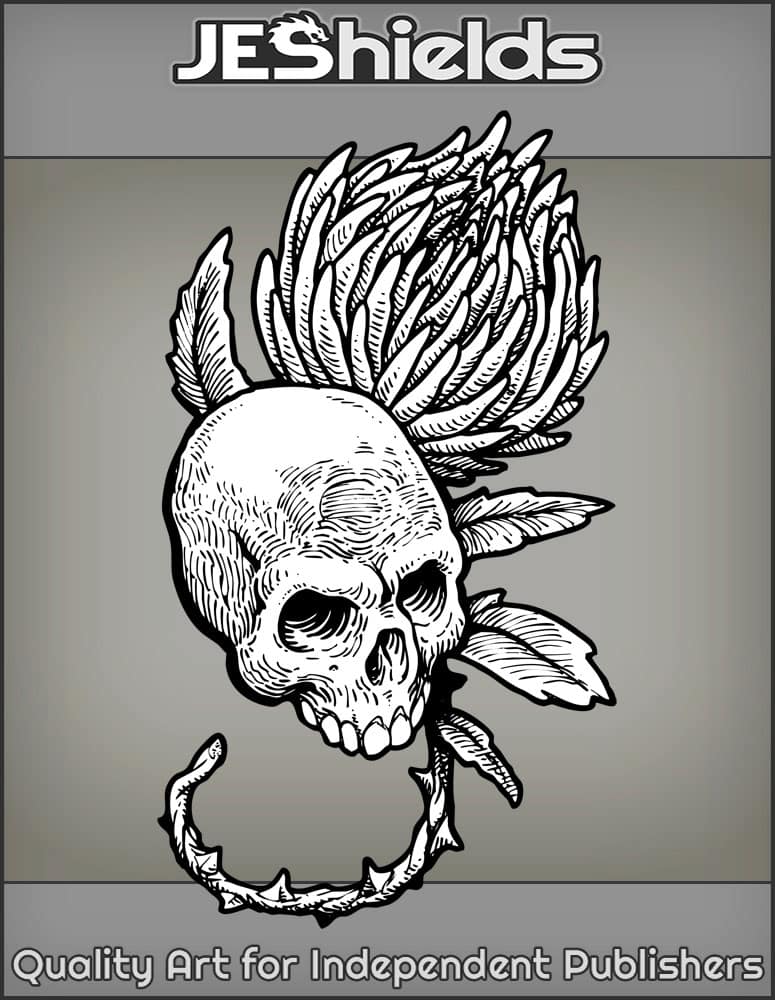Skull and Spiky Thorned Flower by Jeshields