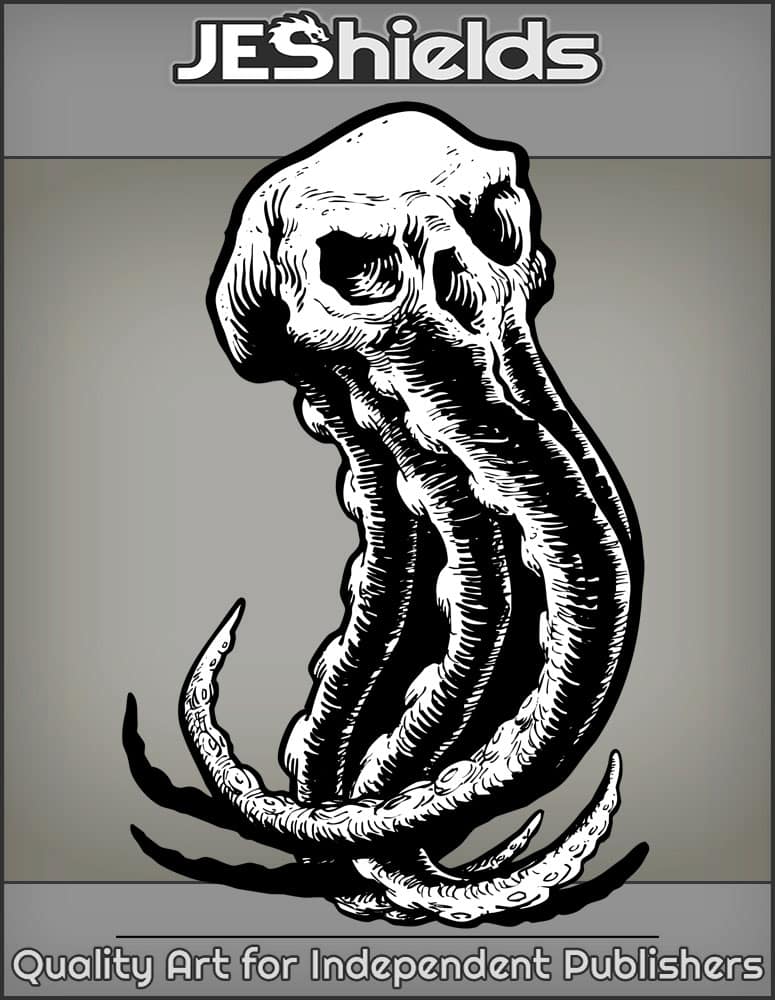 Skull with Octopus Squid Tentacles by Jeshields
