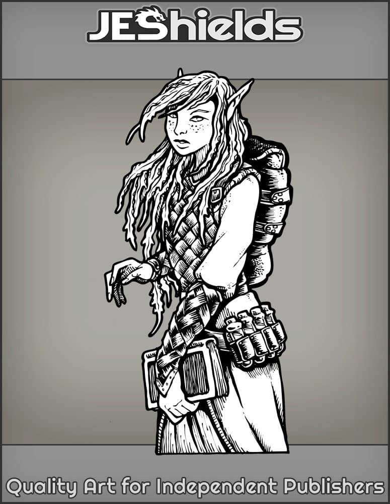 Female Alchemist Elf with Backpack by Jeshields