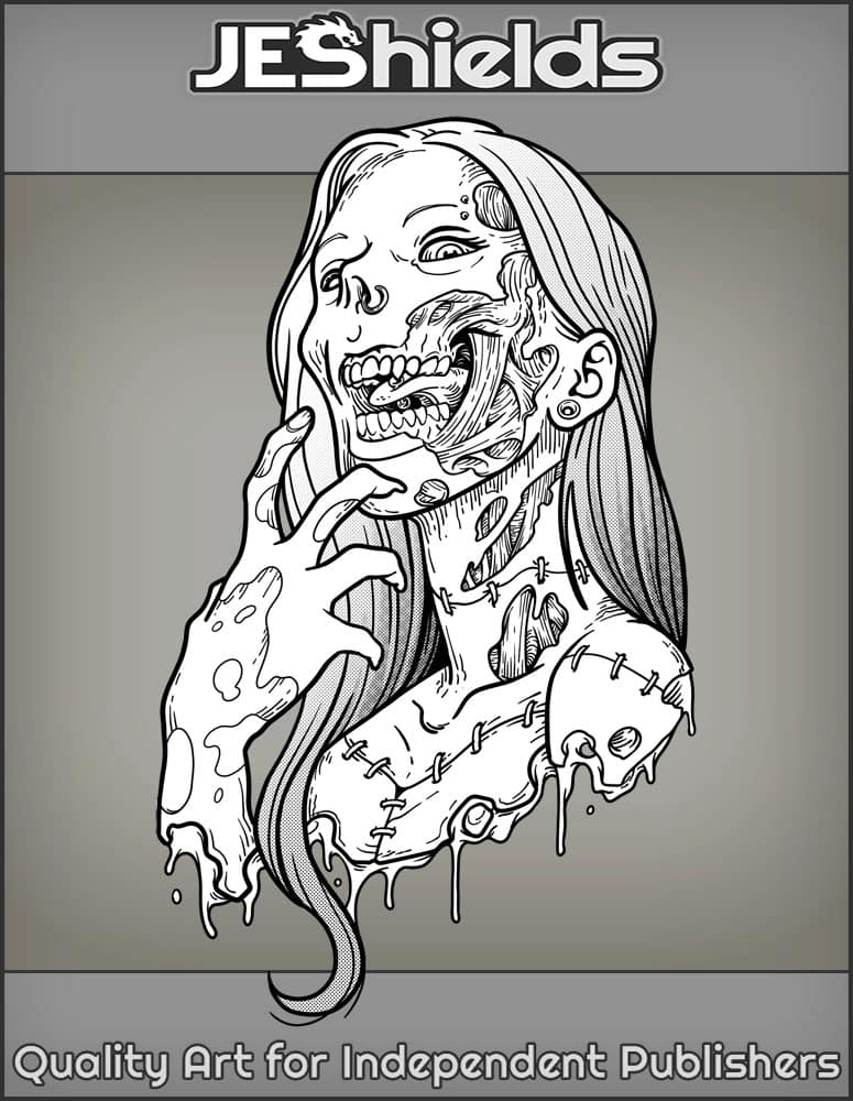 Pierced Zombie Girl Portrait by Jeshields