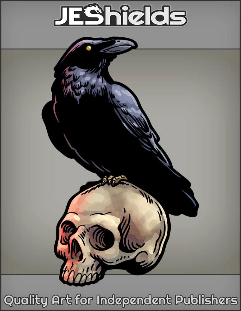 Dark Raven on Skull by Jeshields and Juan Gutierrez