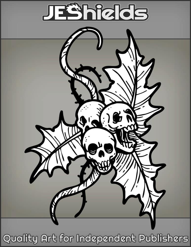 Skull Berries and Leaves by Jeshields