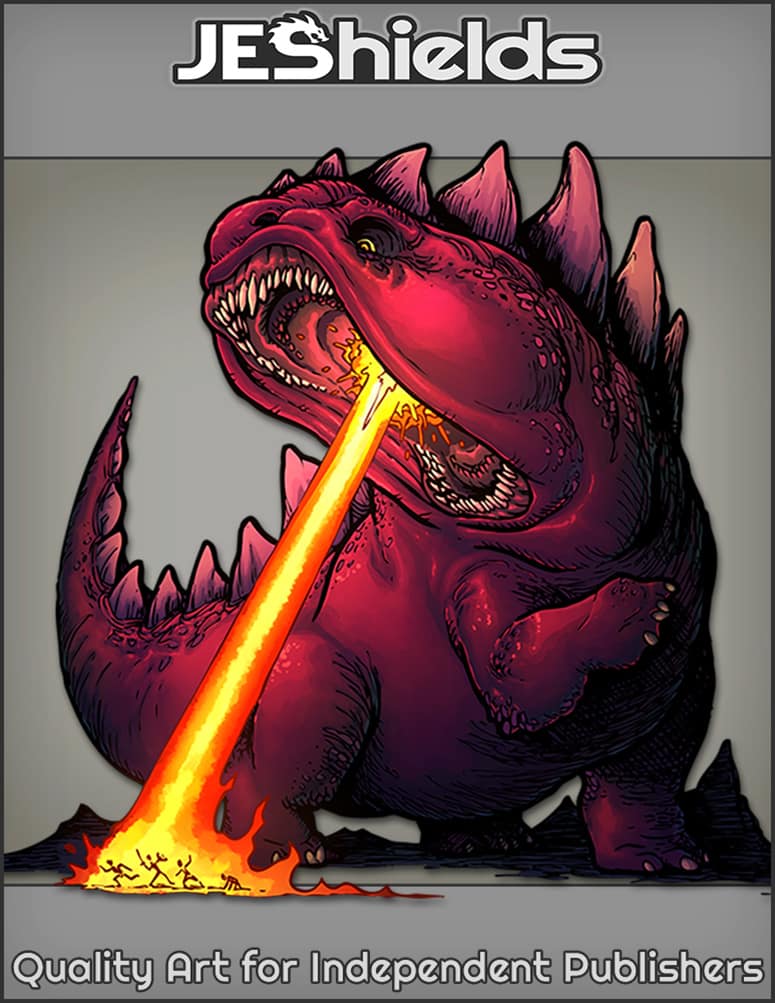 Large Dragon with Plates Destroys Party with Fire by Jeshields and Juan Gutierrez