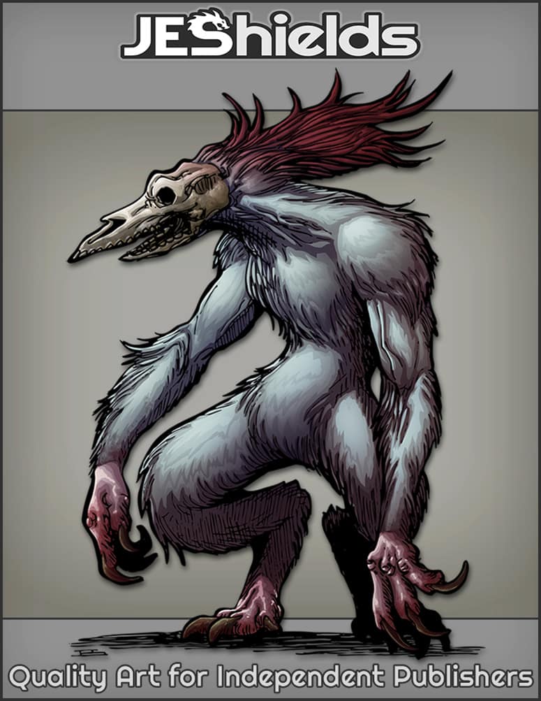 Wendigo Yeti Monster with Long Skull Head by Jeshields and Juan Gutierrez