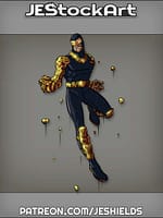 Hero in Dark Suit Controls Gold Metal by Jeshields