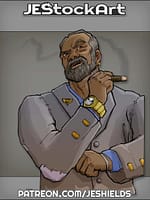 Confident Business Man in Tattered Suit with Cigar by Jeshields