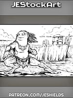 Humanoid Toad With Dreadlocks On Rocks In Swamp by Jeshields