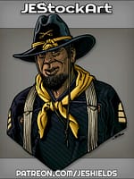 Middle Aged Buffalo Soldier With Dark Vestment In Hat by Jeshields