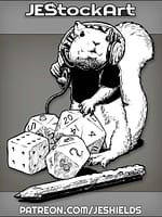 Squirrel With Headphones And RPG Dice Black Shirt by Jeshields