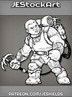 Albino Beardless Dwarf With Adventure Pack Holding Grappling Hook by Jeshields