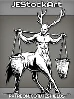 Bald Centaur With Deer Antlers Carrying Water by Jeshields