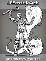 Bald Egyptian Yelling With Raised Cane And Fire Serpent by Jeshields