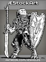Draconian Paladin In Plate Armor With Large Shield And Halberd by Jeshields