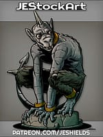 Gargoyle Without Wings On Perch With Fearful Expression by Jeshields