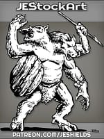 Giant Two Headed Boar Ettin With Spear And Shield by Jeshields